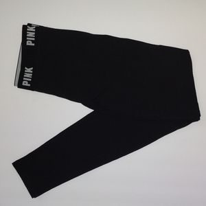 Victoria's Secret PINK Black  Logo Tights EUC